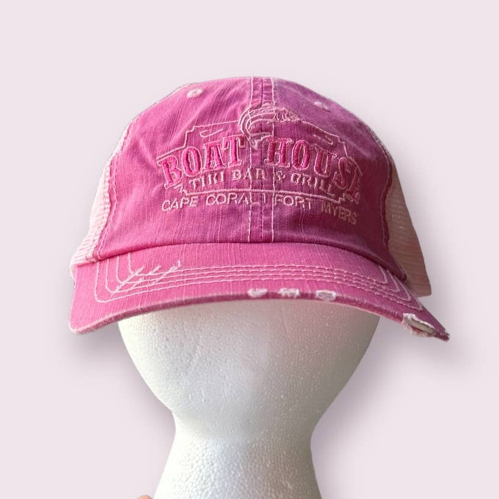 NWOT Mega Cap Boat House Tiki Bar Pink Trucker Hat
